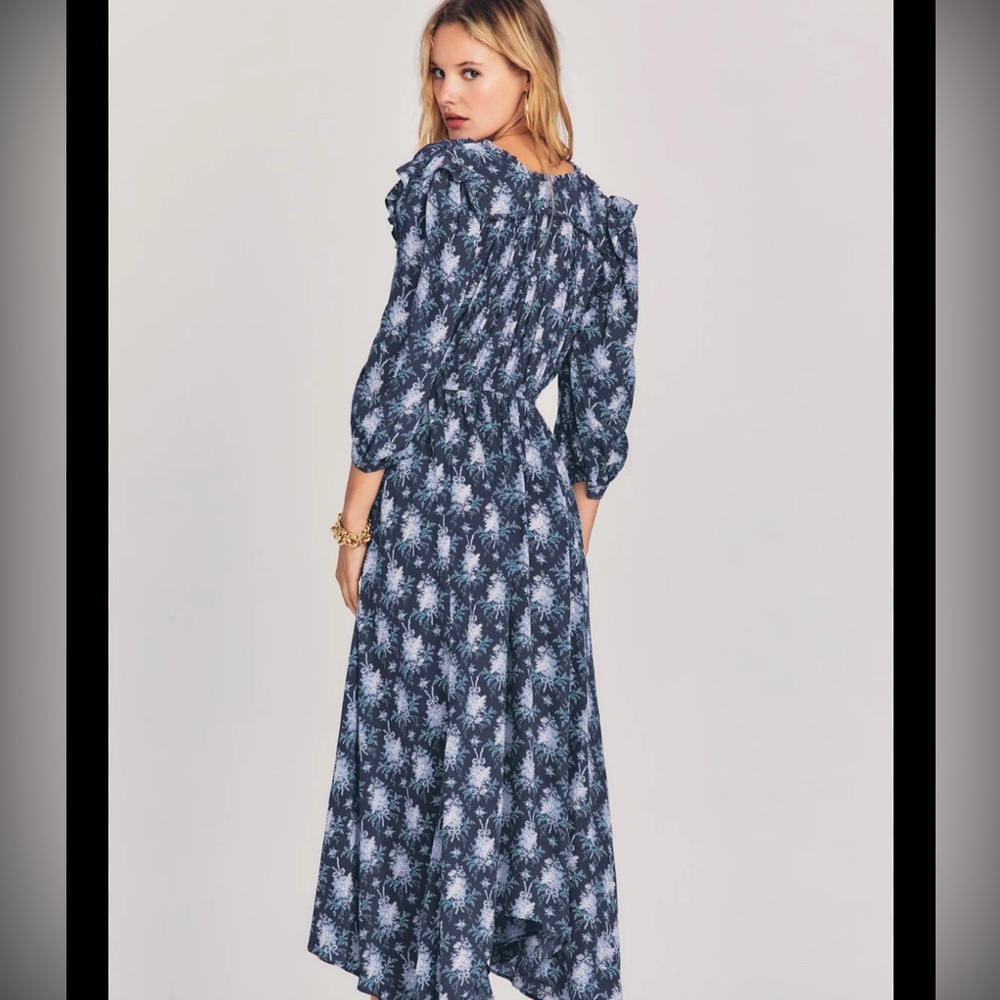 NWOT LOVESHACKFANCY Milton wrap-effect ruffled printed crepe dress Size Small